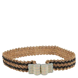 Striped Raffia Belt In Brown