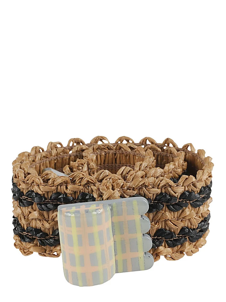 Striped Raffia Belt In Brown alternative