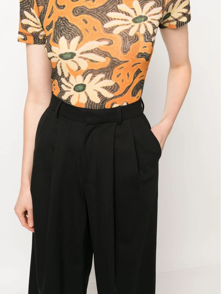 Wide Leg Wool Trousers In Black alternative