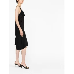 Fringed Asymmetrical Mini Dress In Black