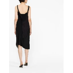 Fringed Asymmetrical Mini Dress In Black