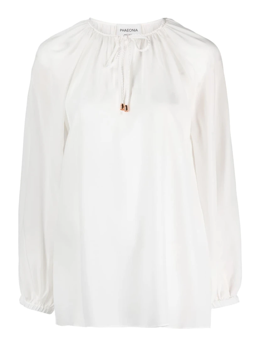 self-tie silk blouse