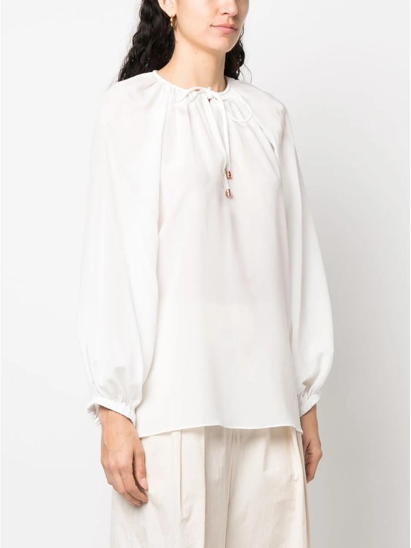 self-tie silk blouse