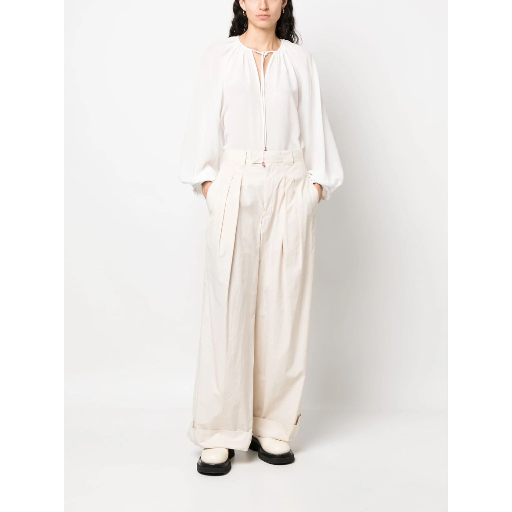 self-tie silk blouse