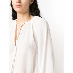 self-tie silk blouse