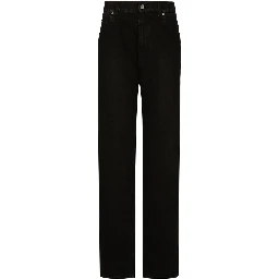 Flared deep blue denim jeans