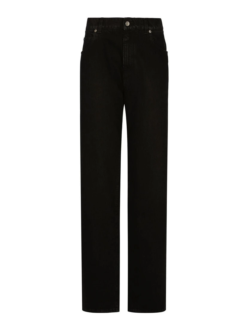 Flared deep blue denim jeans