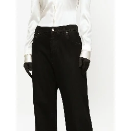 Flared deep blue denim jeans