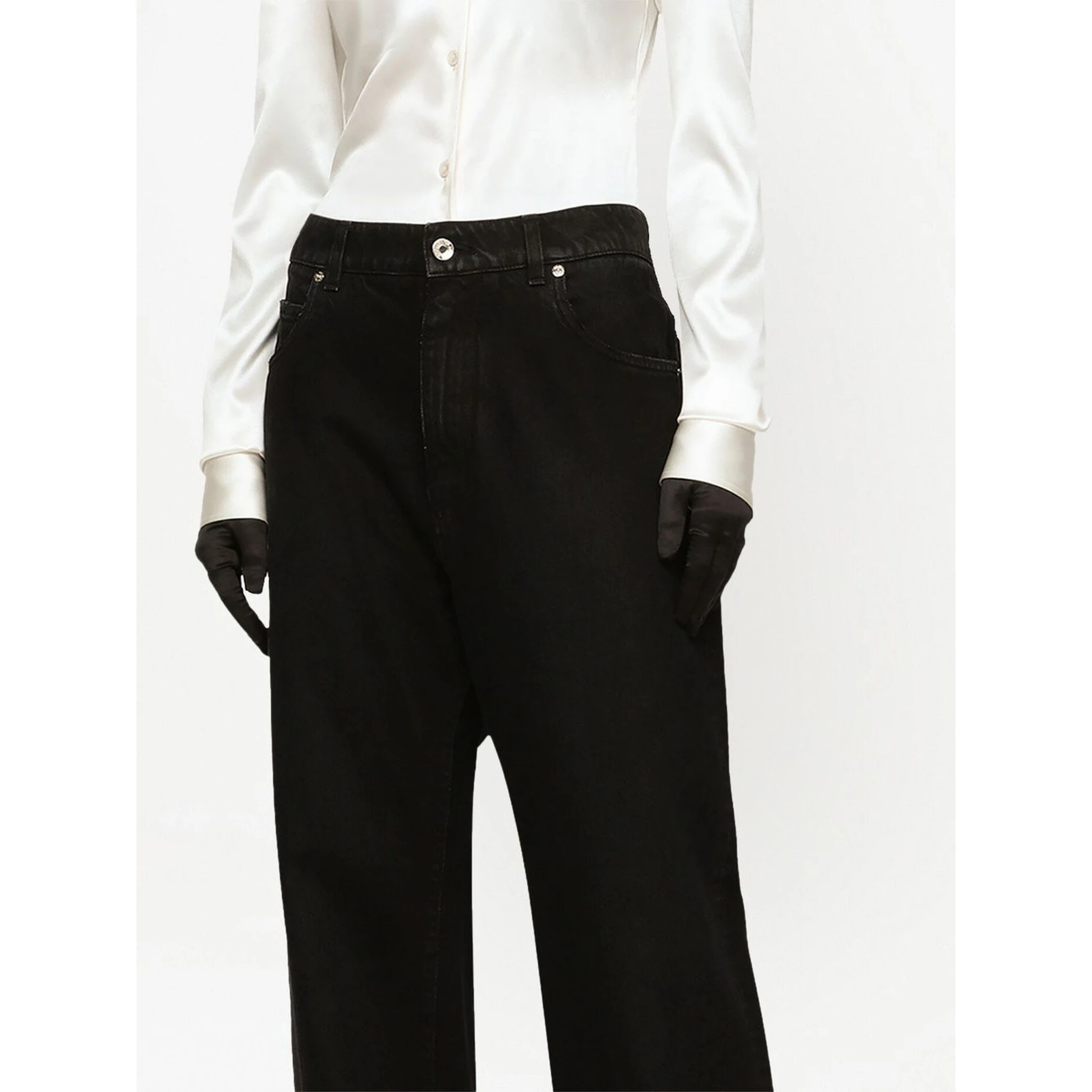 Flared deep blue denim jeans