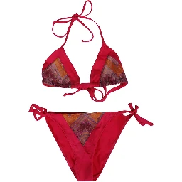Pink One Printed Triangle Bikini Set