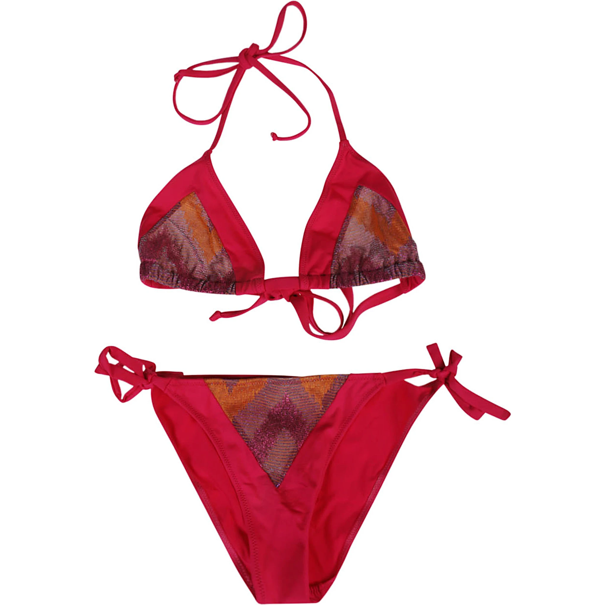 Pink One Printed Triangle Bikini Set