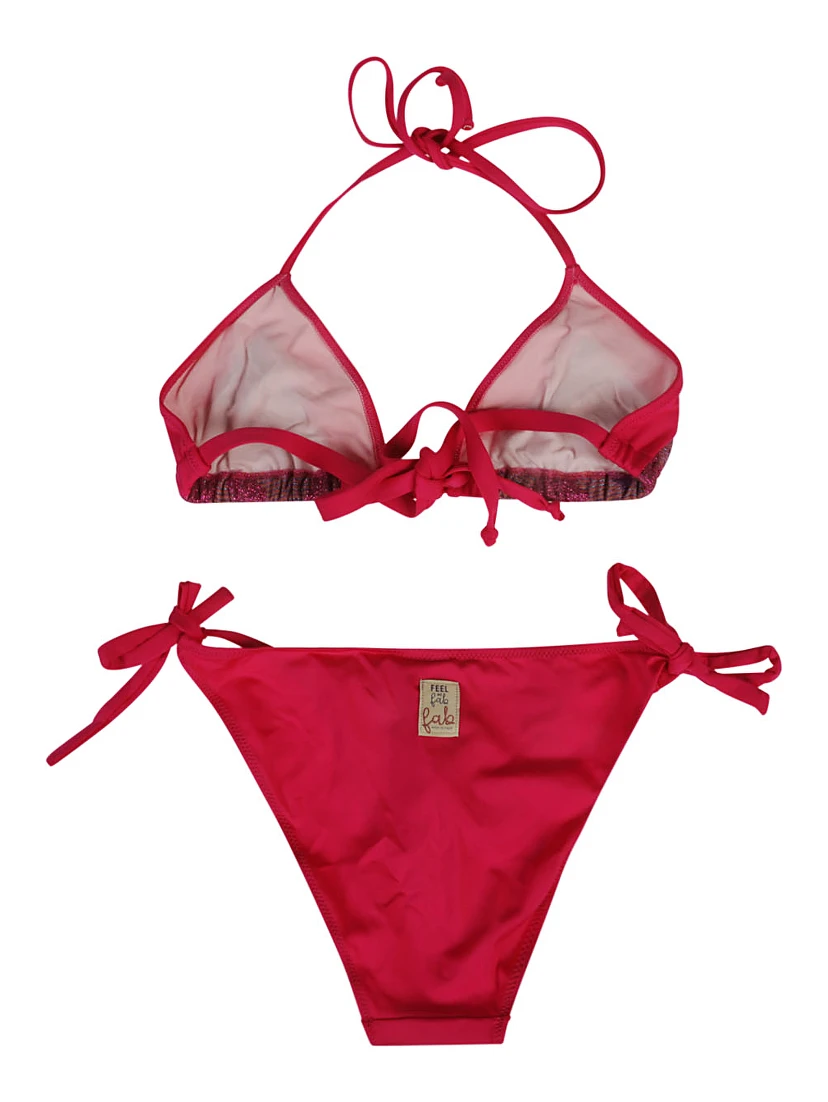 Pink One Printed Triangle Bikini Set