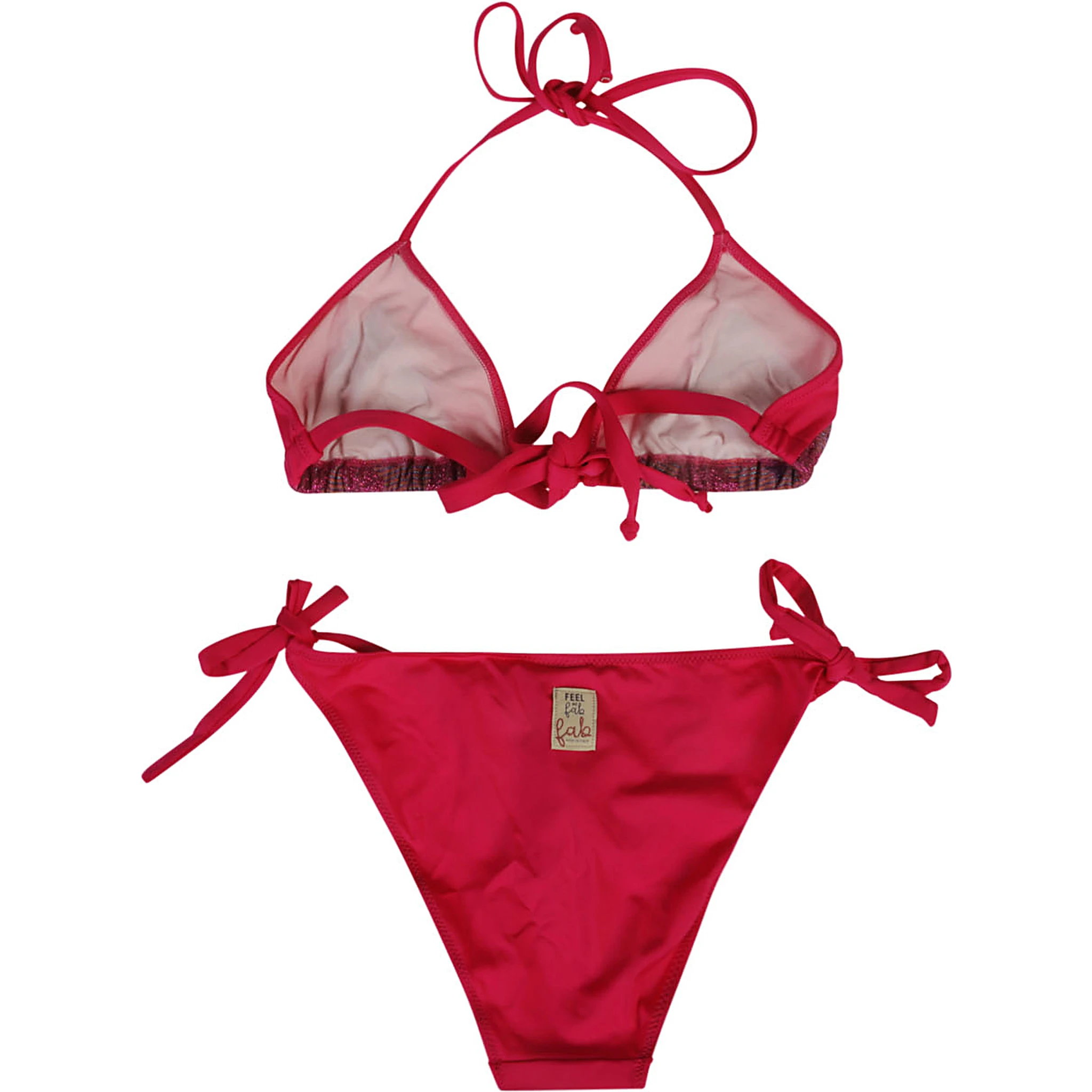 Pink One Printed Triangle Bikini Set