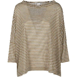 Linen Striped Sweater In Brown