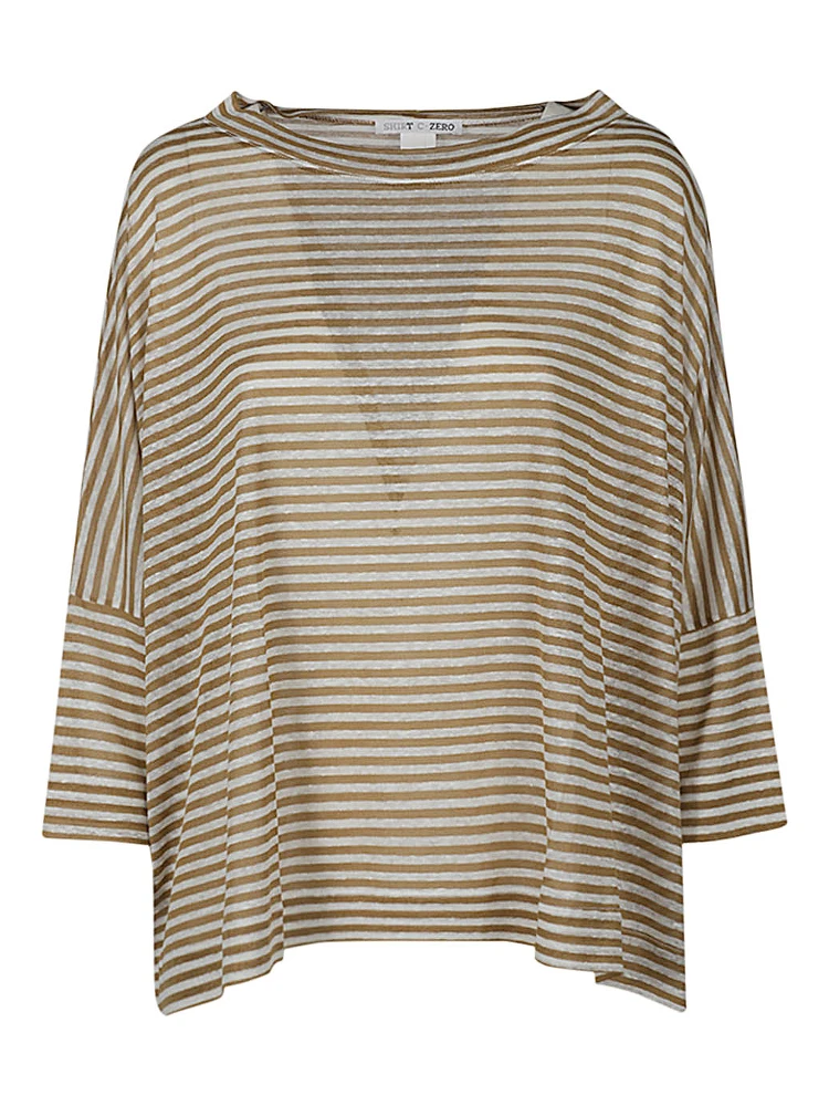 Linen Striped Sweater In Brown