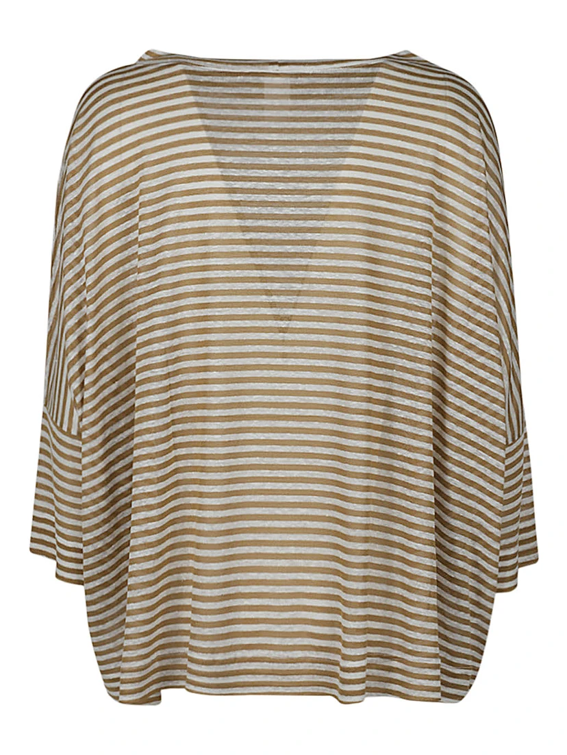 Linen Striped Sweater In Brown