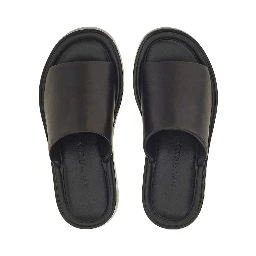 Leather Sandals With Embossed Logo On The Side In Black