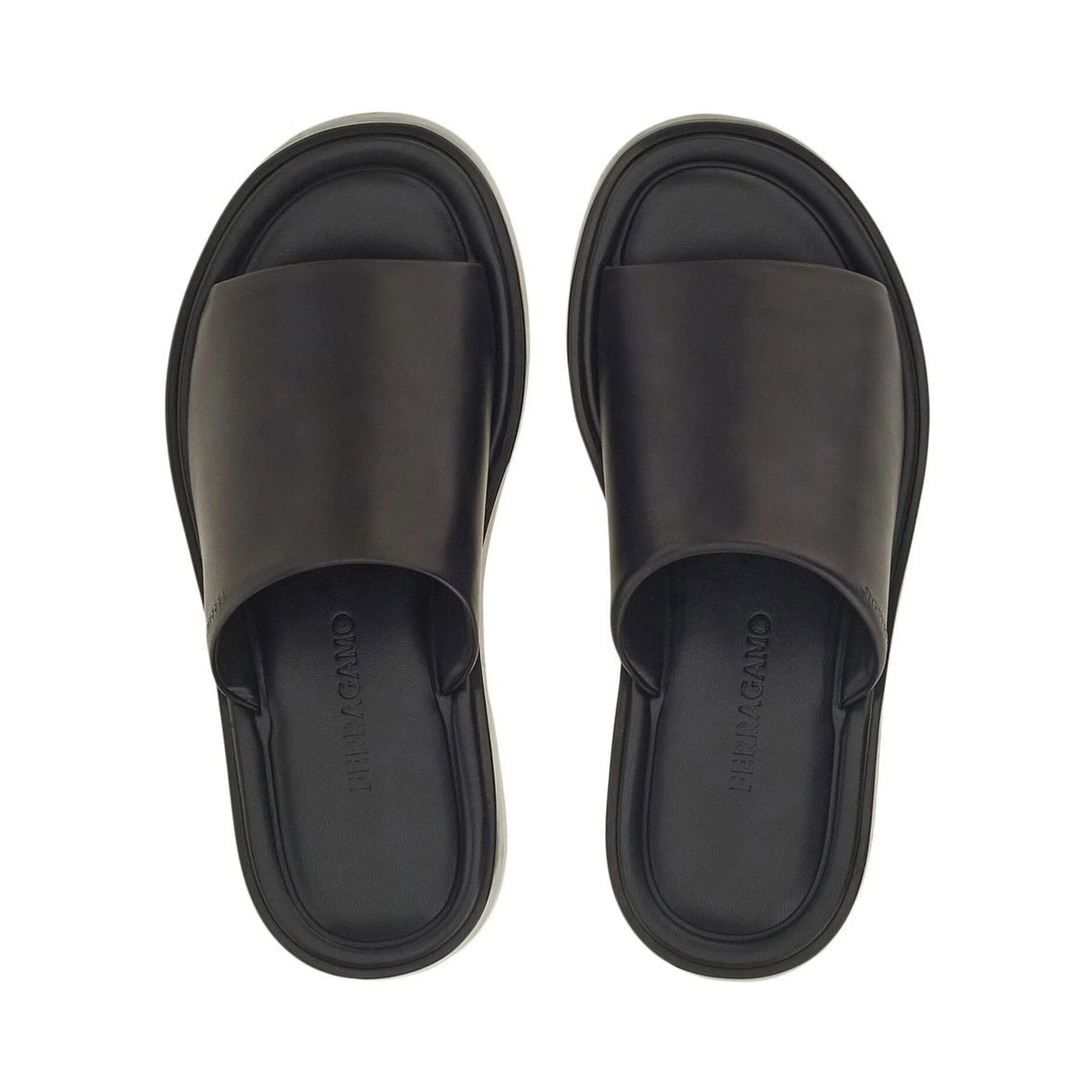 Leather Sandals With Embossed Logo On The Side In Black