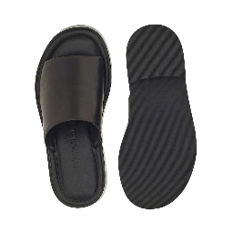 Leather Sandals With Embossed Logo On The Side In Black