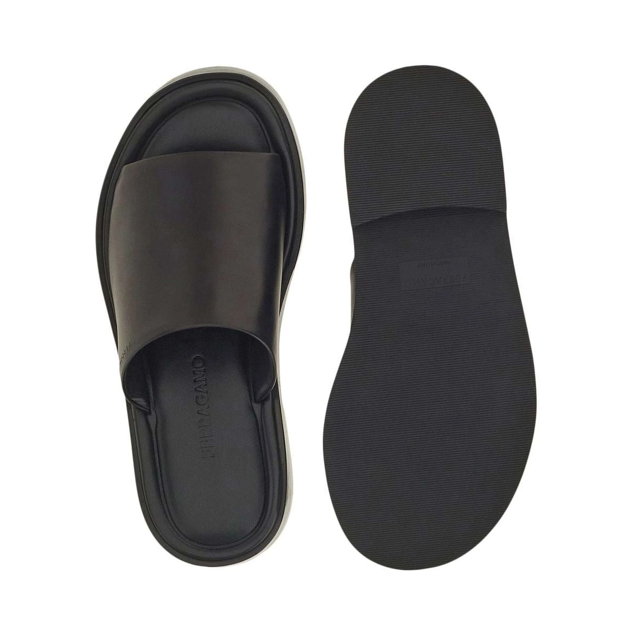 Leather Sandals With Embossed Logo On The Side In Black
