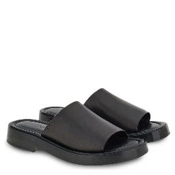 Leather Sandals With Embossed Logo On The Side In Black