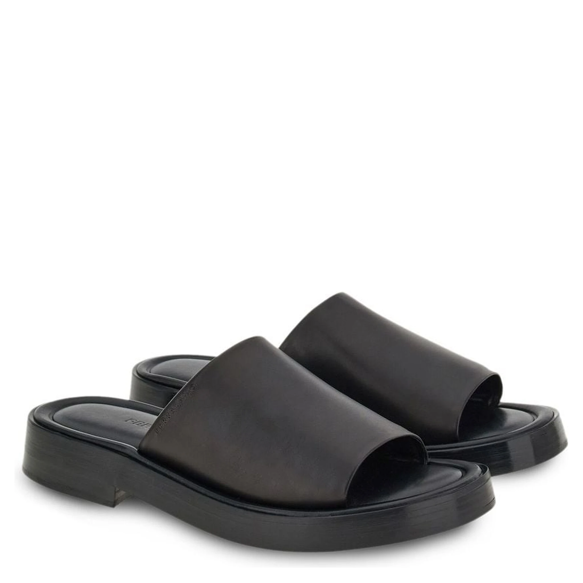 Leather Sandals With Embossed Logo On The Side In Black