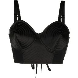 Black Conical Corset Cropped Top