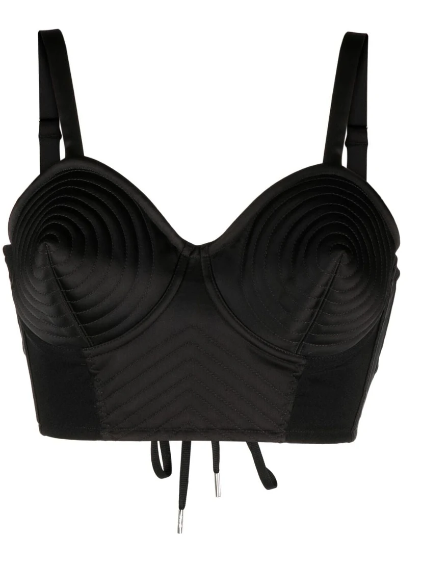 Black Conical Corset Cropped Top