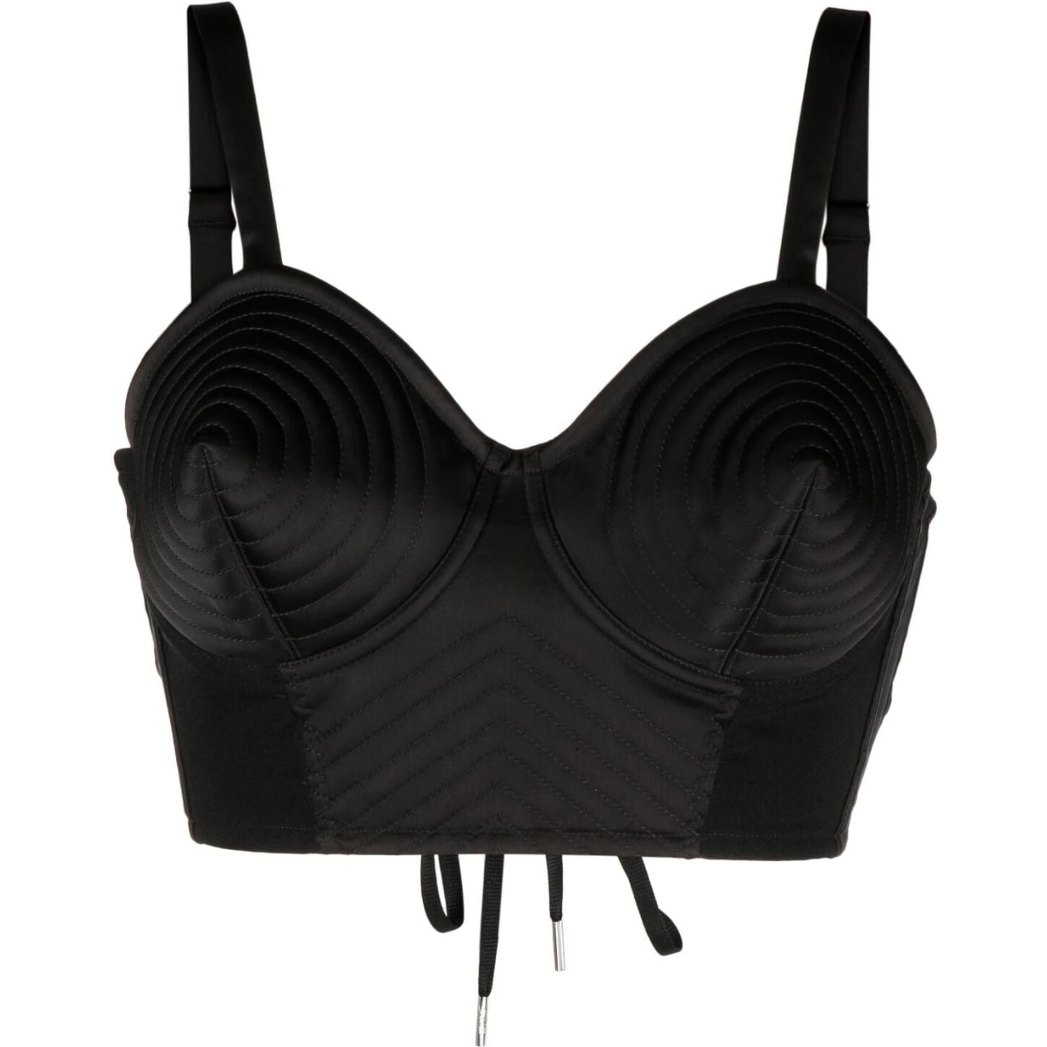 Black Conical Corset Cropped Top