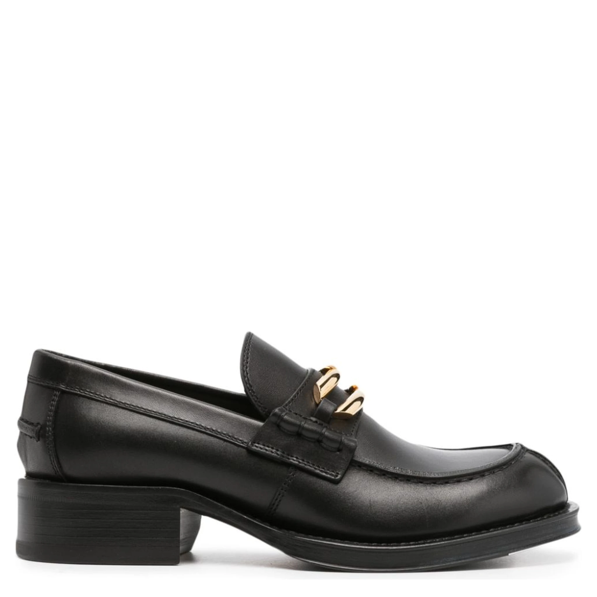 حذاء لوفر أسود من الجلد الطبيعي بتصميم ميدلي