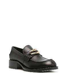 حذاء لوفر أسود من الجلد الطبيعي بتصميم ميدلي