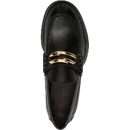 حذاء لوفر أسود من الجلد الطبيعي بتصميم ميدلي