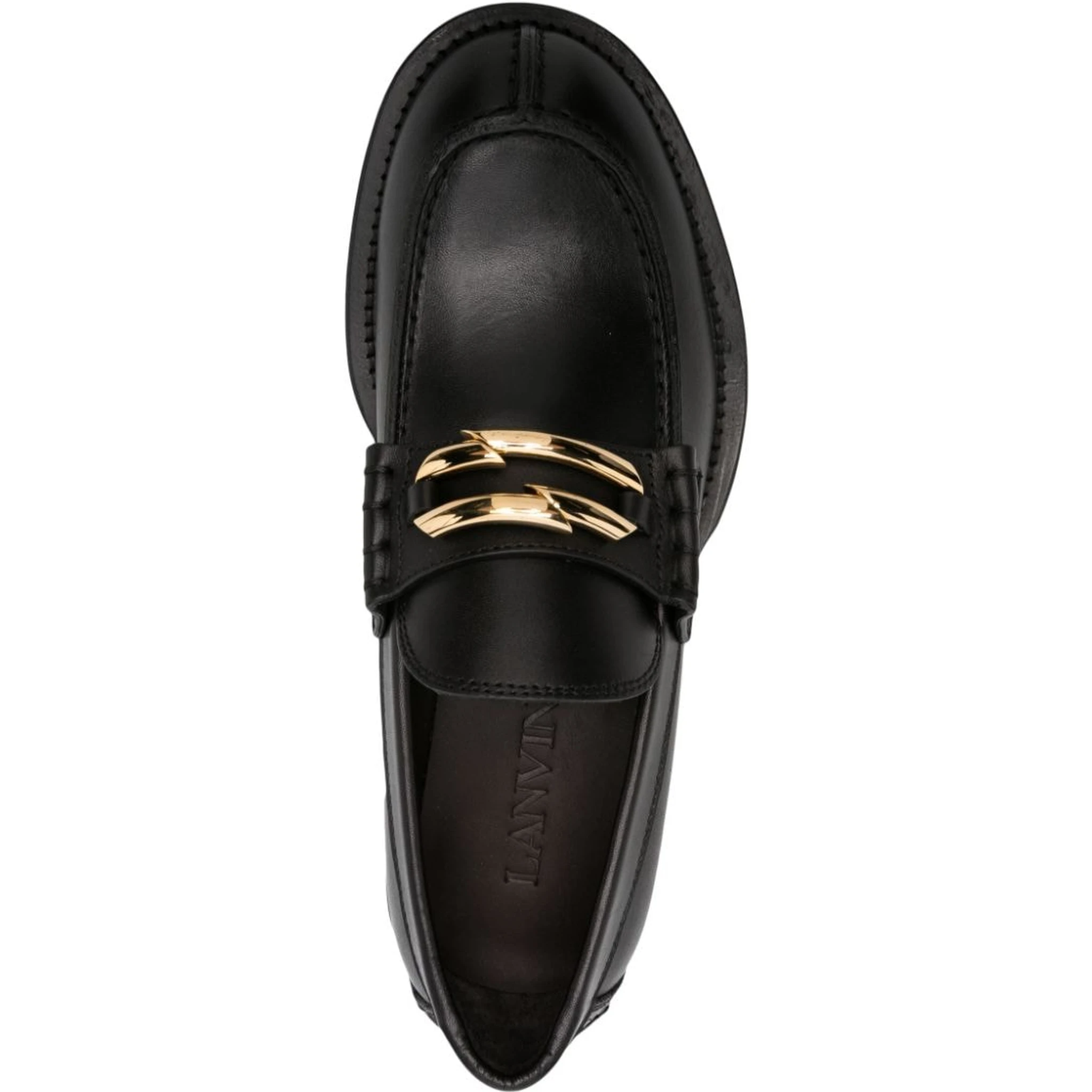 حذاء لوفر أسود من الجلد الطبيعي بتصميم ميدلي