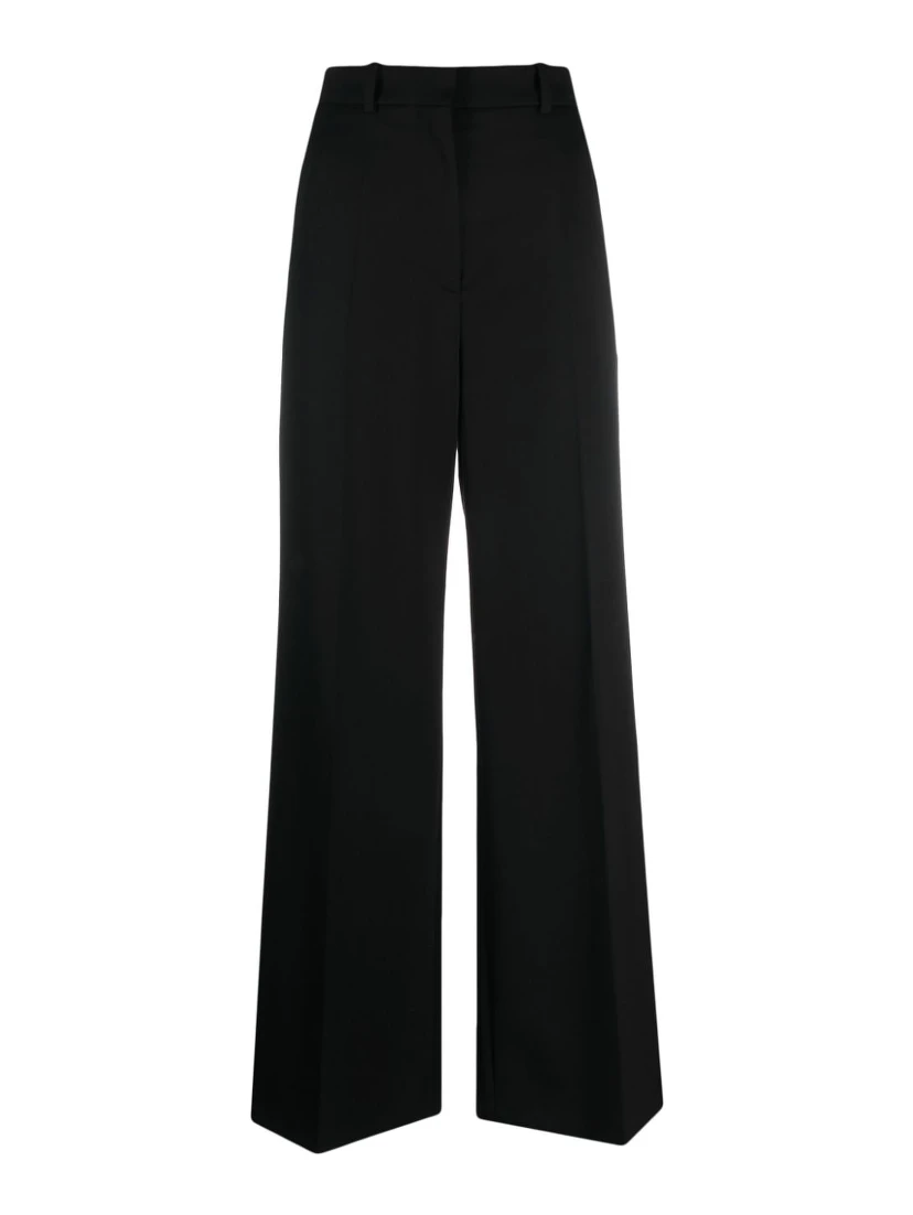 Wide Leg High Waist Trousers With Front Pleats