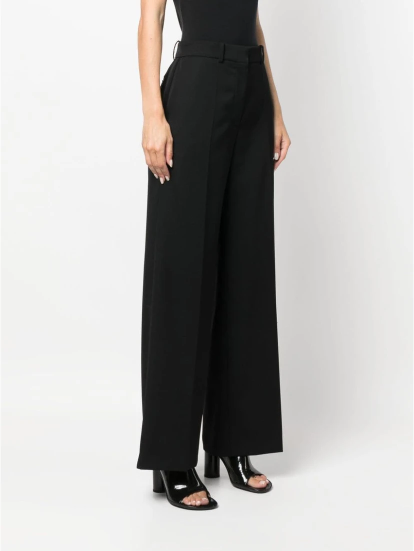 Wide Leg High Waist Trousers With Front Pleats