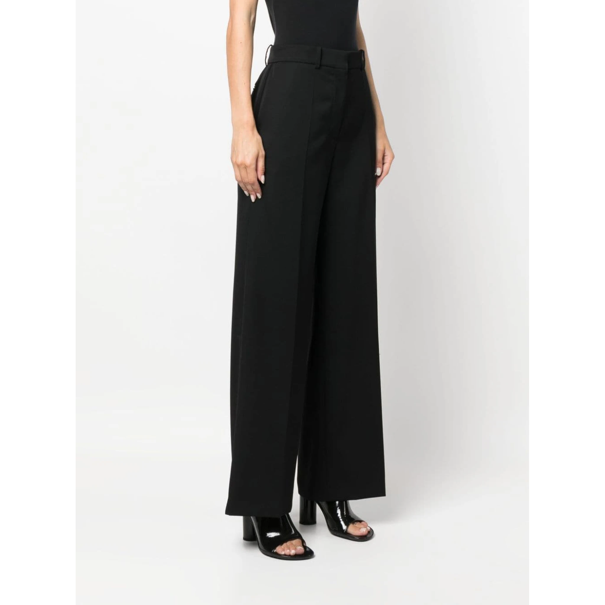 Wide Leg High Waist Trousers With Front Pleats