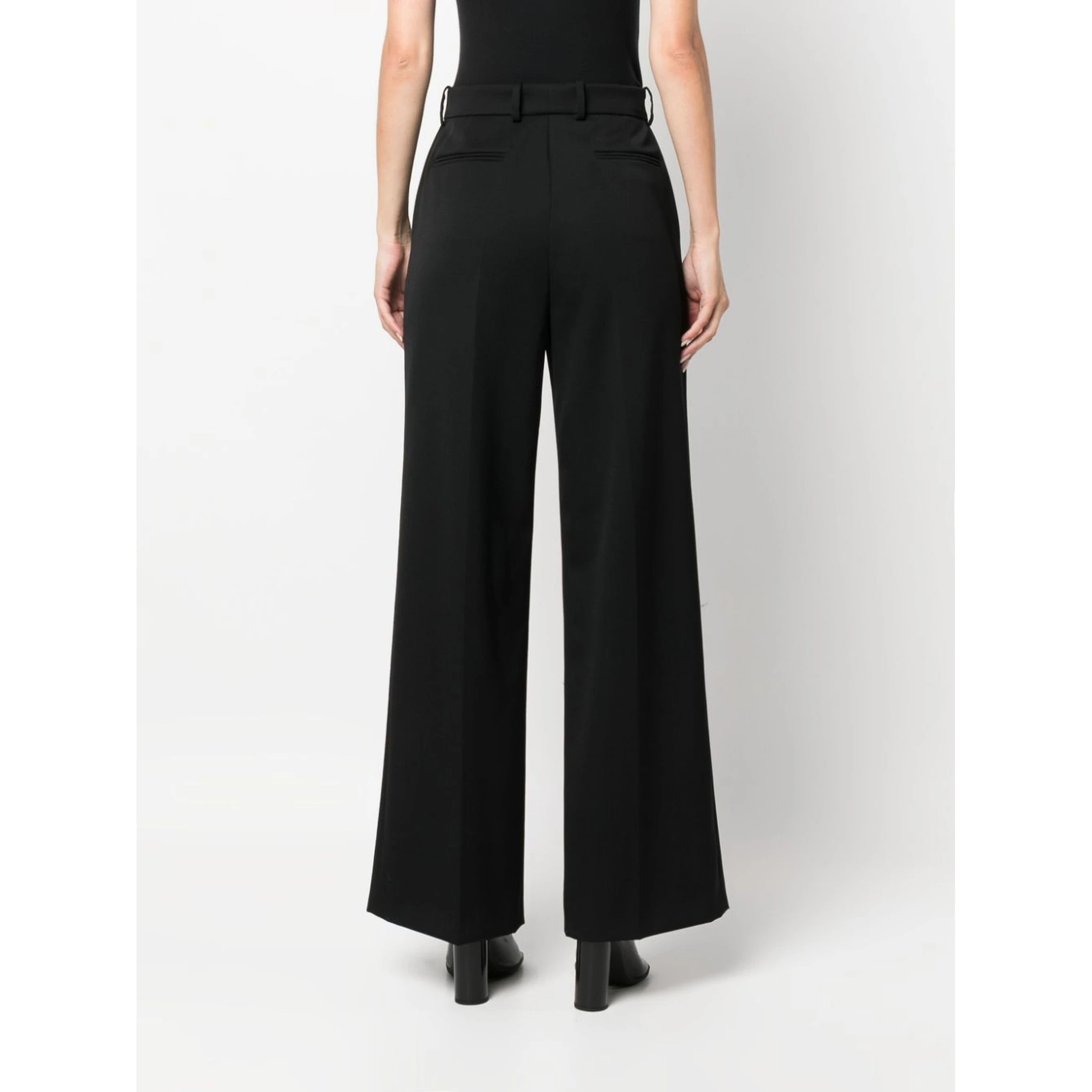 Wide Leg High Waist Trousers With Front Pleats