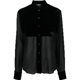 panelled buttoned silk shirt