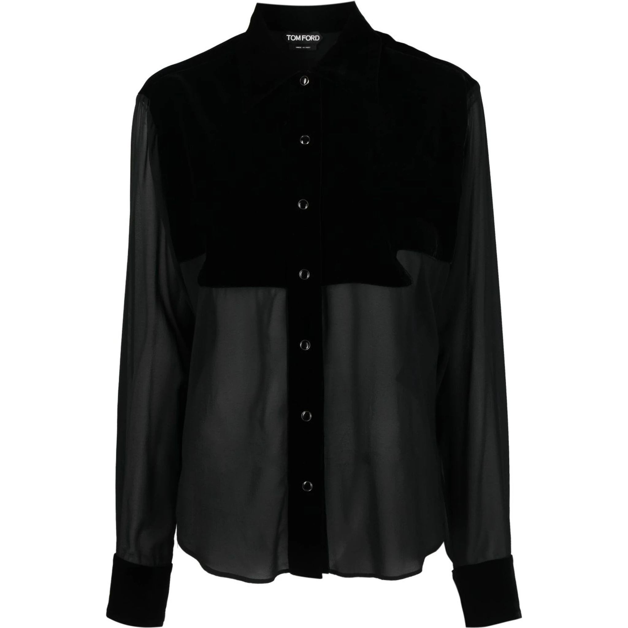 panelled buttoned silk shirt