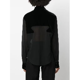 panelled buttoned silk shirt