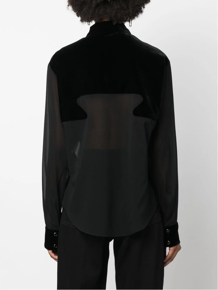 panelled buttoned silk shirt alternative