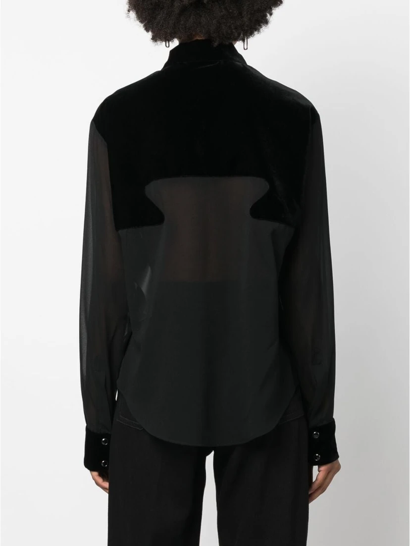 panelled buttoned silk shirt