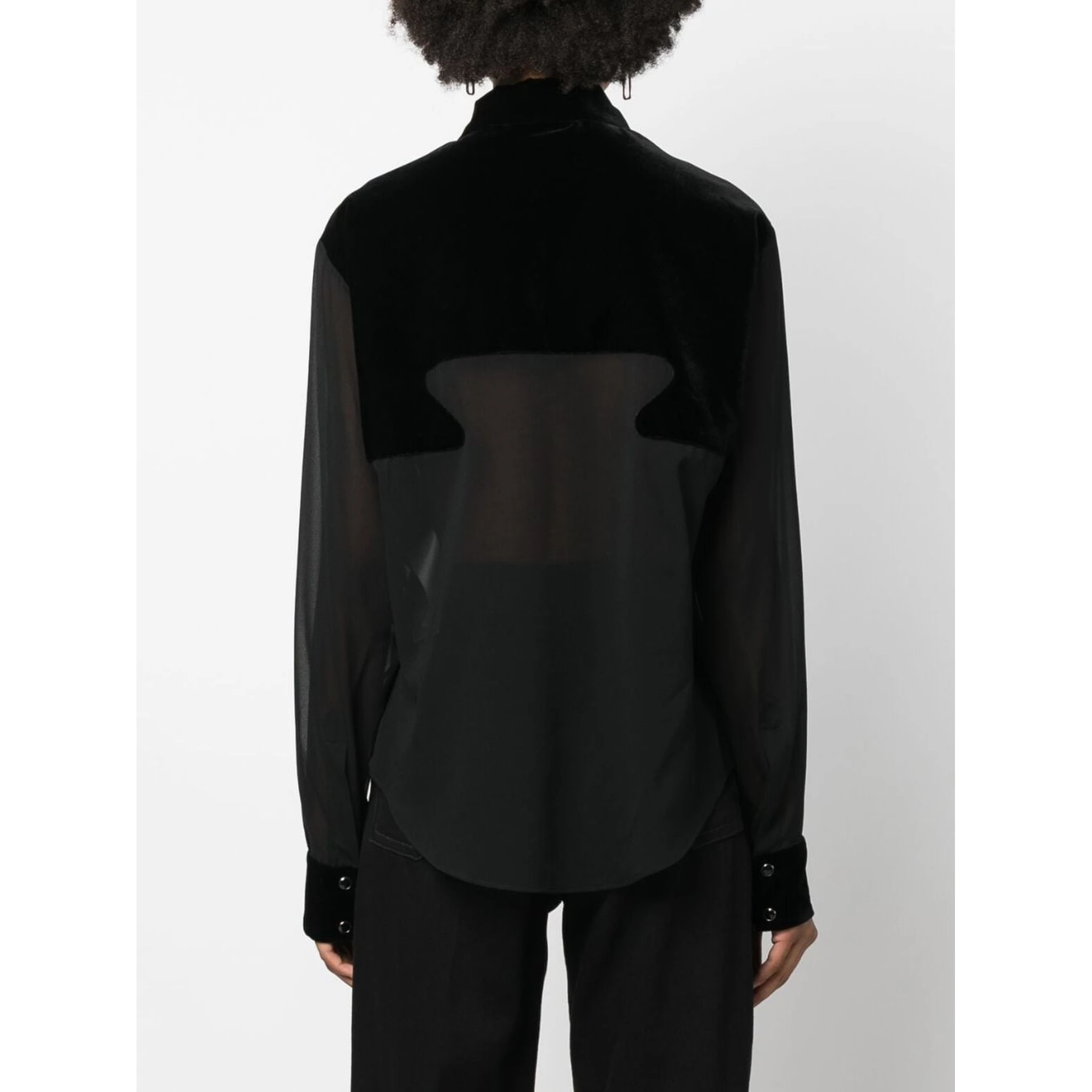 panelled buttoned silk shirt