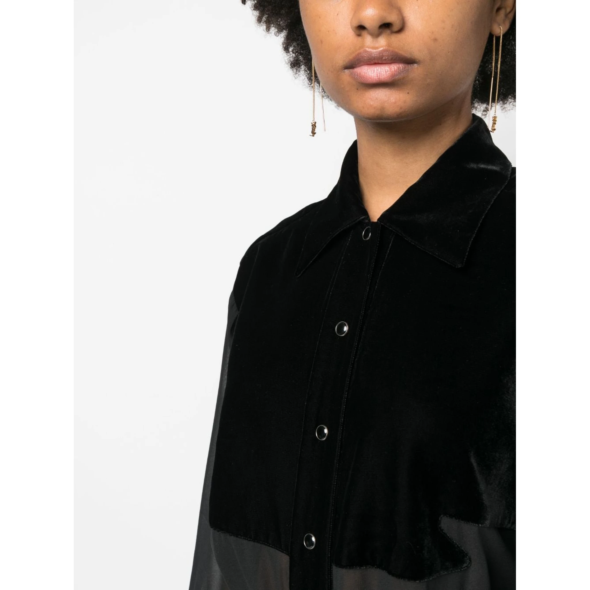 panelled buttoned silk shirt