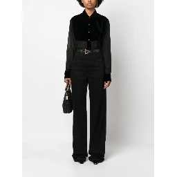 panelled buttoned silk shirt