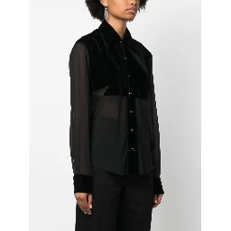 panelled buttoned silk shirt