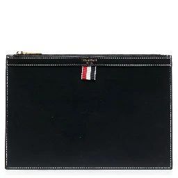 Grosgrain-tab Leather Clutch Bag In Black