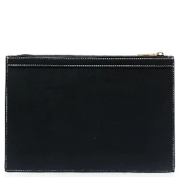 Grosgrain-tab Leather Clutch Bag In Black