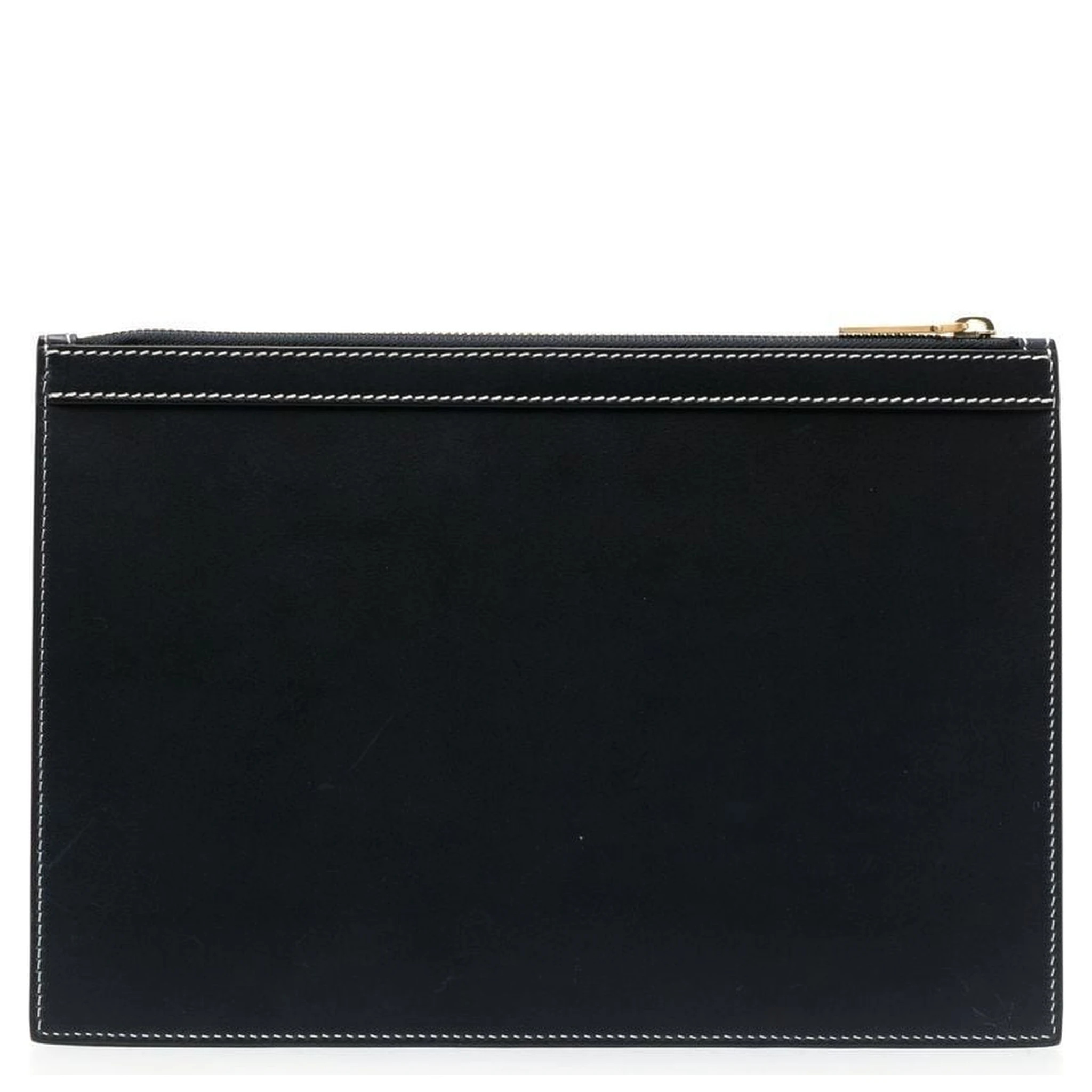Grosgrain-tab Leather Clutch Bag In Black