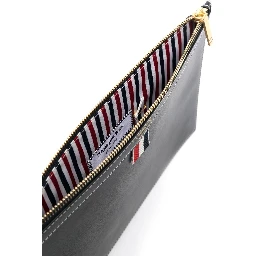 Grosgrain-tab Leather Clutch Bag In Black